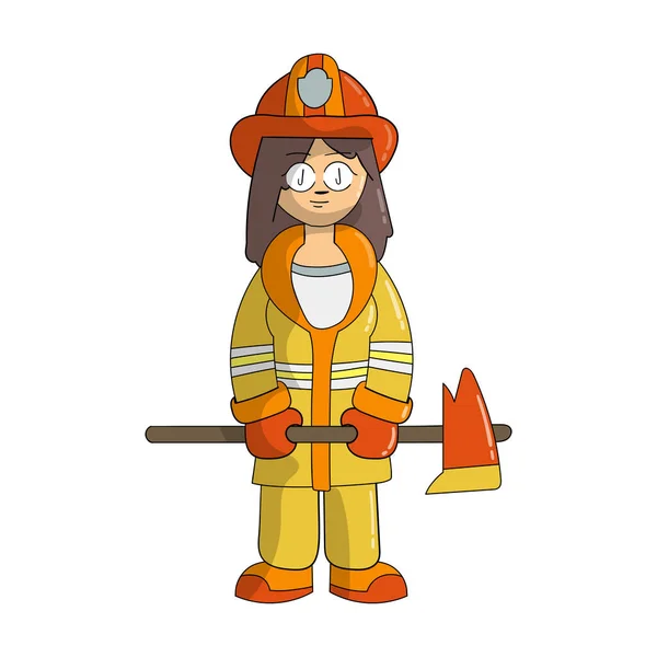 Firefighter Girl Cartoon Figure Drawing