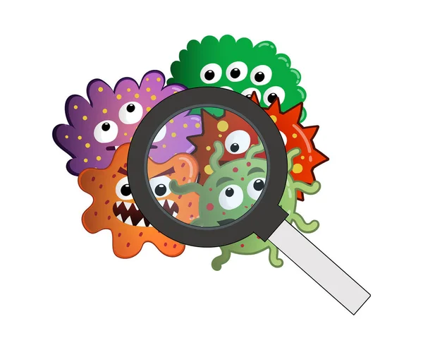 Different Interesting Funny Cartoon Figure Bacteria Germ Virus — 스톡 사진