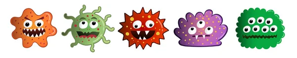 Different Interesting Funny Cartoon Figure Bacteria Germ Virus — 스톡 사진