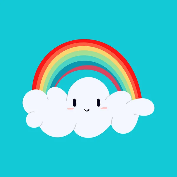 Rainbow Happy Smiling Cloud Character — Foto de Stock