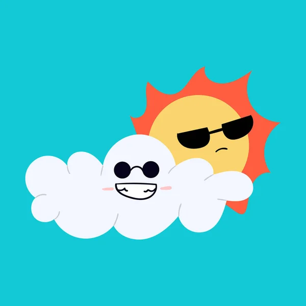 Ήλιος Χαρούμενο Και Χαμογελαστό Cloud Χαρακτήρα — Φωτογραφία Αρχείου