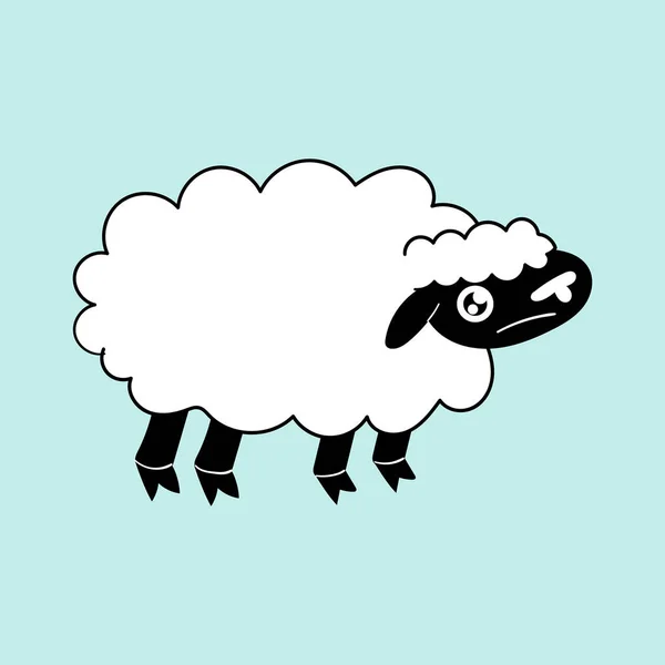 Cute Funny White Sheep Cartoon — Stockfoto