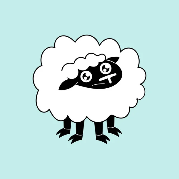 Cute Funny White Sheep Cartoon — 图库照片