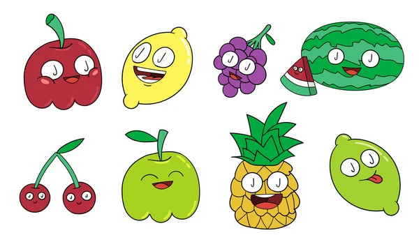 Cute Cheerful Fruits Drawing Illustration — Foto Stock