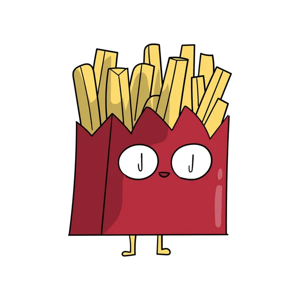 Cute Funny Character Fried Potatoes — Zdjęcie stockowe