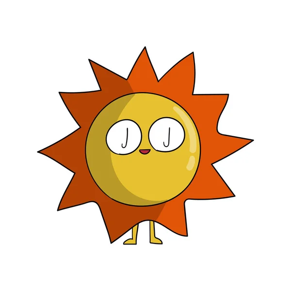 Funny Sun Cartoon Character Draw — Stockfoto