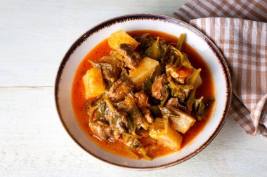 Traditional Turkish food; Celery dish with lamb meat