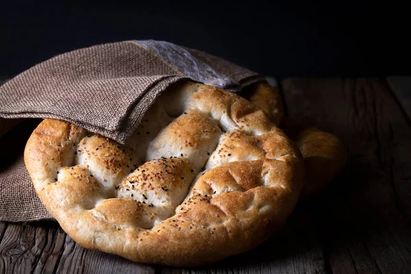 Ramadan Pita Turkish Name Ramazan Pidesi Traditional Turkish Bread Holy — Foto de Stock