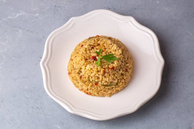 Firik 'li Bulgur pilavı (Türkçe adı; firikli bulgur pilavi)