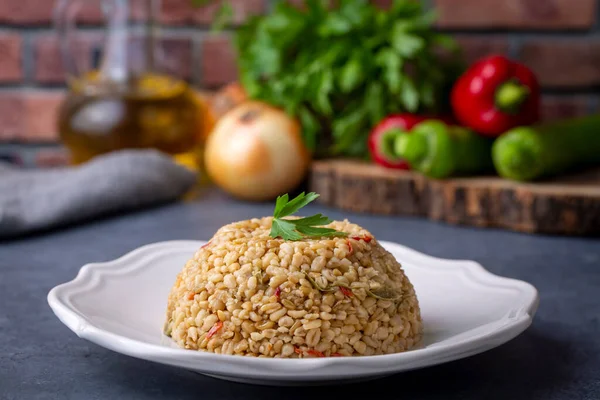 Firik 'li Bulgur pilavı (Türkçe adı; firikli bulgur pilavi)