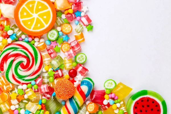 Colorful Lollipops Different Colorful Candy Top View — Stock Photo, Image