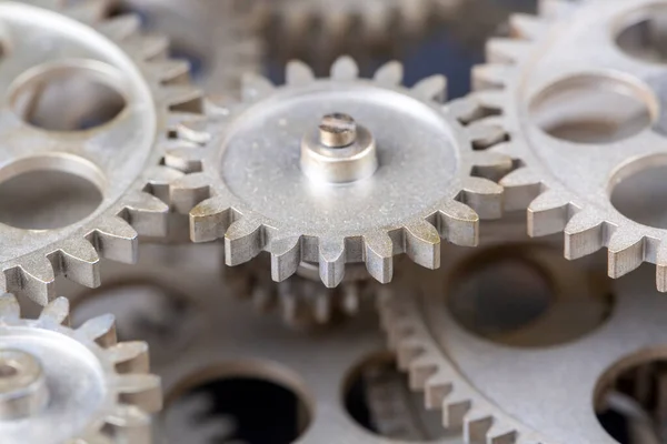 Close View Old Clock Mechanism Gears Cogs Conceptual Photo Your — Stock Photo, Image