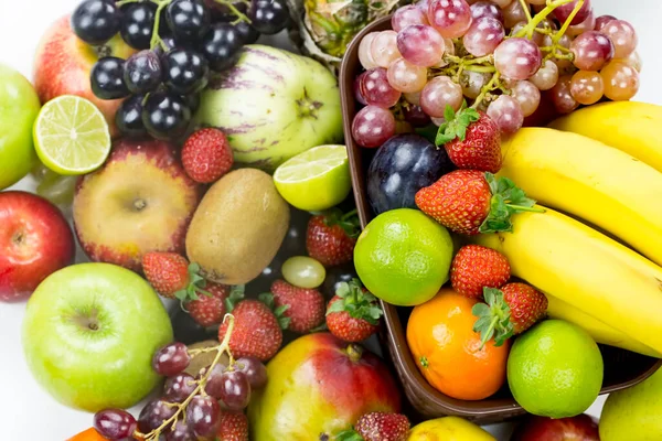 Färska Blandade Frukter Frukt Bakgrund Hälsosam Mat Kost Älskar Frukter — Stockfoto