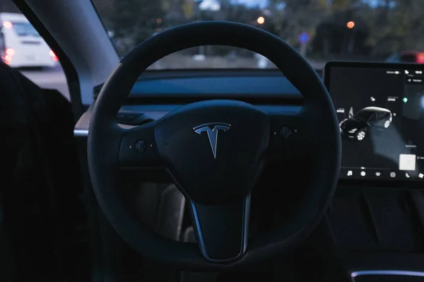 Tonsberg Norvège Octobre 2021 Tesla Noir Modèle Long Range Dual — Photo