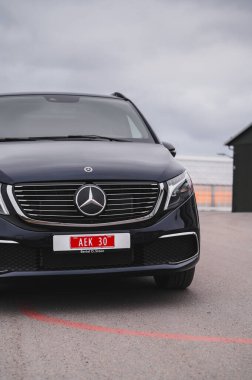 Tonsberg, Norway - march 22, 2022: black Mercedes eVito is a new electric van.