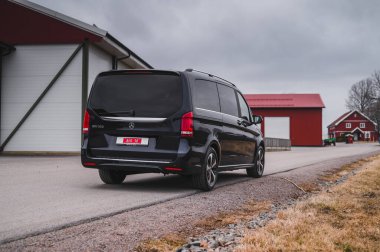 Tonsberg, Norway - march 22, 2022: black Mercedes eVito is a new electric van.