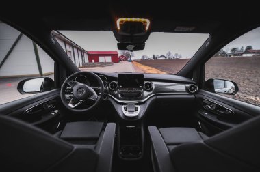 Tonsberg, Norway - march 22, 2022: black Mercedes eVito is a new electric van.