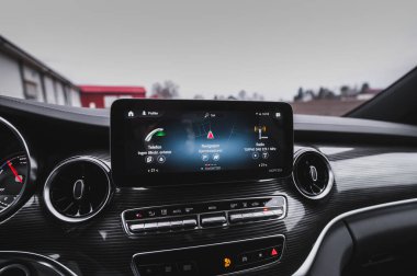 Tonsberg, Norway - march 22, 2022: black Mercedes eVito is a new electric van.