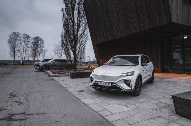 Tonsberg, Norway - march 22, 2022: black Mercedes eVito is a new electric van.