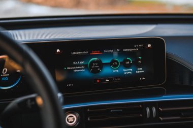 Sandefjord, Norway - februar 25, 2022: Silver Mercedes EQC. The Mercedes EQC Is A Full-sized All-electric Five-door SUV