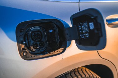 Sandefjord, Norway - februar 25, 2022: Silver Mercedes EQC. The Mercedes EQC Is A Full-sized All-electric Five-door SUV