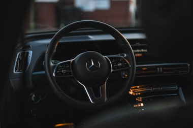 Sandefjord, Norway - februar 25, 2022: Silver Mercedes EQC. The Mercedes EQC Is A Full-sized All-electric Five-door SUV