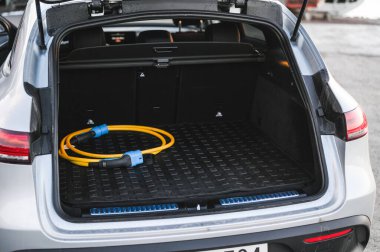 Sandefjord, Norway - februar 25, 2022: Silver Mercedes EQC. The Mercedes EQC Is A Full-sized All-electric Five-door SUV
