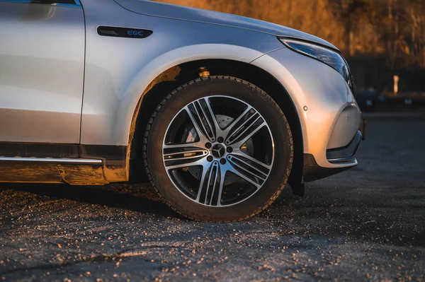 Sandefjord Norway Februar 2022 Silver Mercedes Eqc Mercedes Eqc Full — Stockfoto