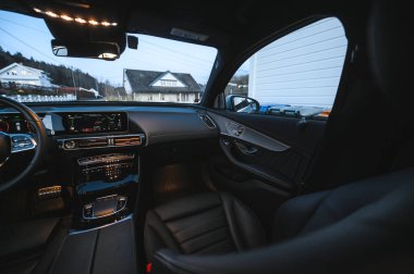 Sandefjord, Norway - februar 25, 2022: Silver Mercedes EQC. The Mercedes EQC Is A Full-sized All-electric Five-door SUV