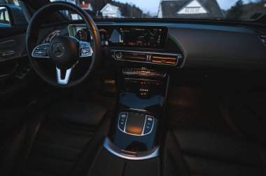 Sandefjord, Norway - februar 25, 2022: Silver Mercedes EQC. The Mercedes EQC Is A Full-sized All-electric Five-door SUV