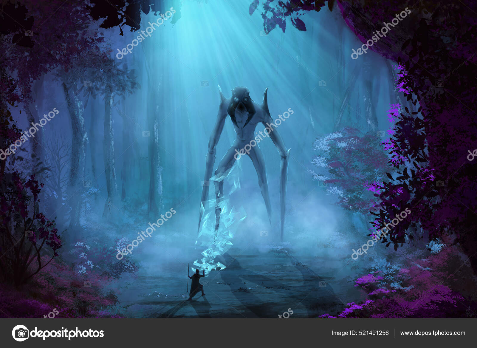místico floresta cena às noite Como digital arte, gerar ai