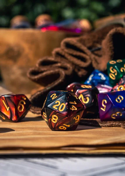 Vertical Image Set Rpg Gaming Dice Sun — Stock Photo, Image