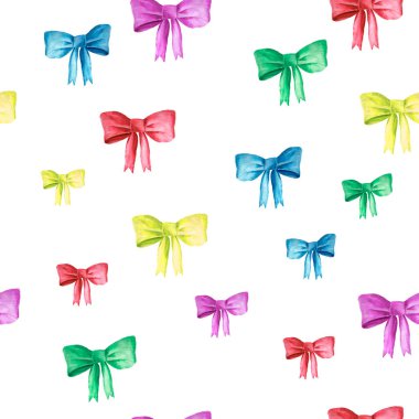 Çok renkli suluboya yayların kusursuz deseni, kumaş ya da tasarım üzerine yazdırmak için parlak bir desen.