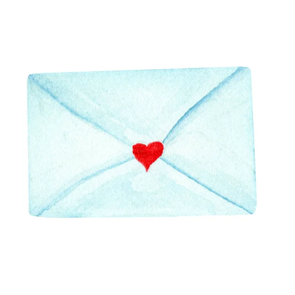 Envelope Papel Amor Aquarela Aquarela Ilustração Carta Amor Para Dia — Fotografia de Stock