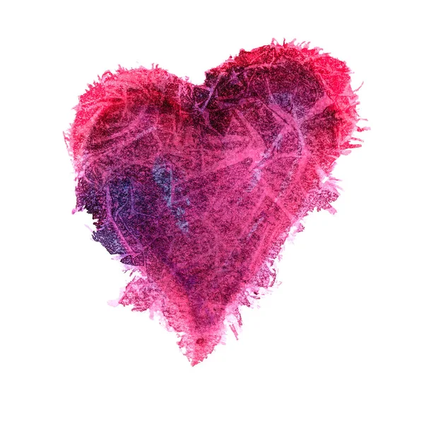 Kırmızı Mavi Suluboya Kalp Beyaz Arkaplanda Izole Edilmiş Sevgililer Günü — Stok fotoğraf