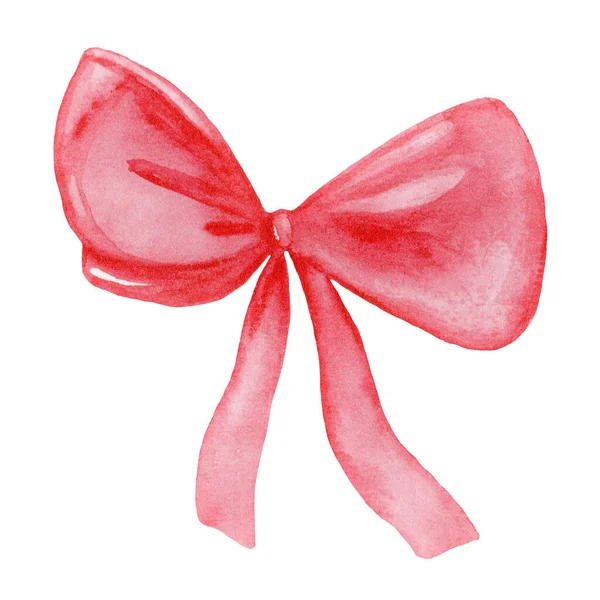 Handgezeichnete Rote Schleife Für Geschenke Und Glückwünsche Design Aquarell Illustration — Stockfoto