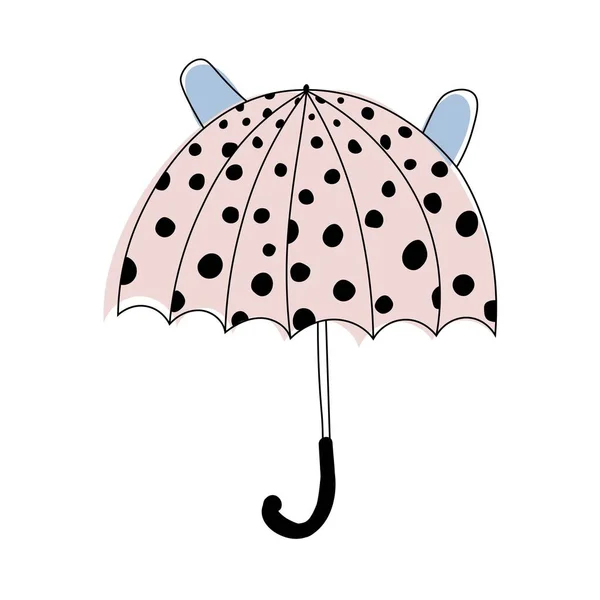 Cute Umbrella Modern Blue Pink Color Isolated White Background Children — 스톡 벡터