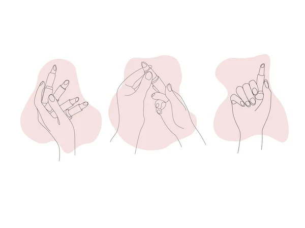 Set Schöner Weiblicher Hände Mit Lippenstift Auf Weißem Hintergrund Vector — Stockvektor