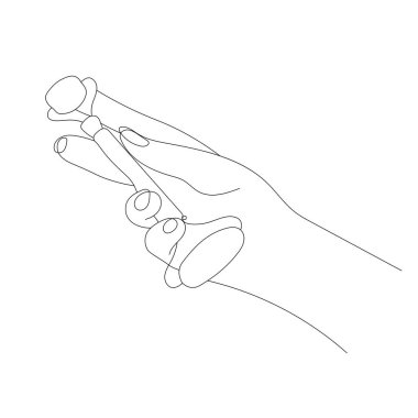 Beyaz arka planda izole edilmiş gua sha masaj aleti tutan güzel kadın elleri. Vektör el çizimi el illüstrasyonu sanatı. Yüz bakımı kavramı.