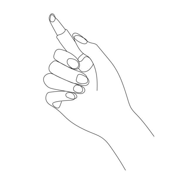 Kontur Vackra Kvinnliga Händer Med Läppstift Isolerad Vit Bakgrund Vektor — Stock vektor
