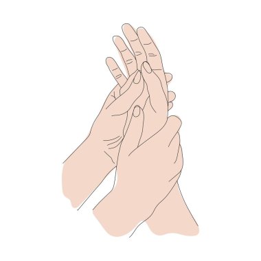 El masajı lineart, vücut renkleri görüntüsü el masajının temel hareketleri, el ve vücut sağlığı, masaj yoluyla kadınların ellerine bakım kavramı.