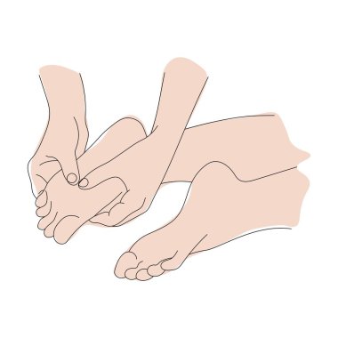 Ayak masajı hareketleri, temel ayak masajı hareketleri, ayak sağlığı için spa tedavilerinin vektör çizimi.