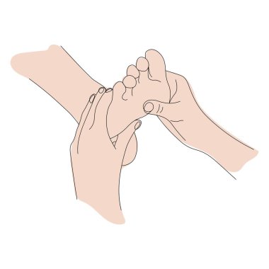 Ayak masajı hareketleri, temel ayak masajı hareketleri, ayak sağlığı için spa tedavilerinin vektör çizimi.