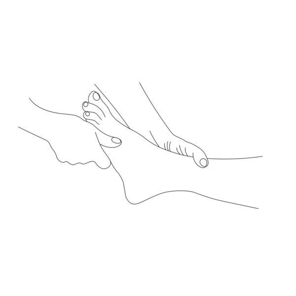 Kontur Rörelser Fotmassage Grundläggande Fotmassage Rörelser Vektor Illustration Spabehandlingar För — Stock vektor
