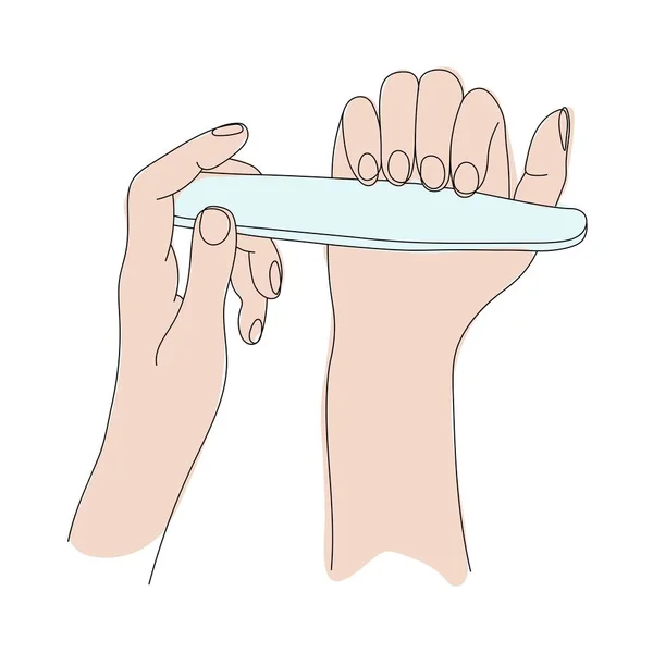 指甲修指甲的过程 指甲刷指甲油锯子温泉美容疗法 美容院的指甲护理 — 图库矢量图片