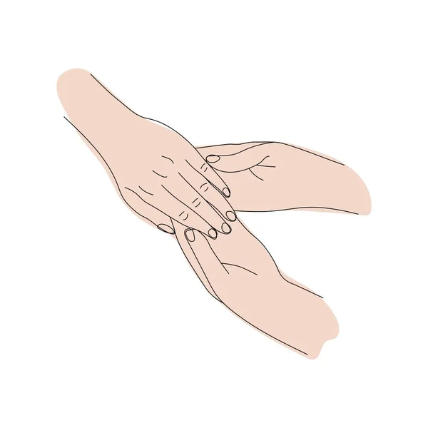 Linienkunst Der Handmassage Farbbild Der Körperfarben Grundbewegungen Der Handmassage Hand — Stockvektor