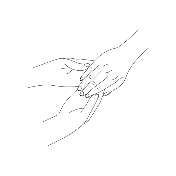 Linienkunst Der Handmassage Farbbild Der Körperfarben Grundbewegungen Der Handmassage Hand — Stockvektor
