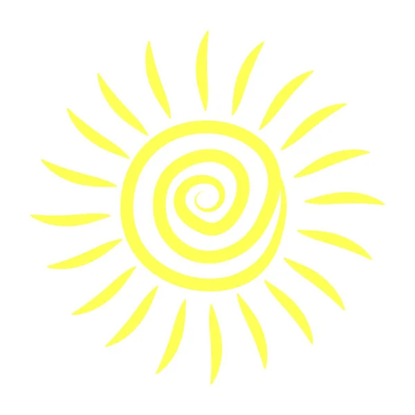 Vetor Sol Brilhante Fundo Branco Esboço Estilizado Minimalista Sol Amarelo —  Vetores de Stock