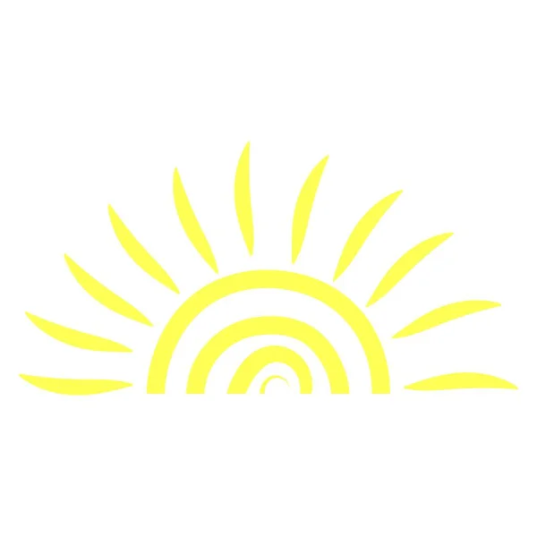 Pół Słońca Zachodzie Słońca Białym Tle Minimalistyczny Szkic Stylizowany Pół — Wektor stockowy