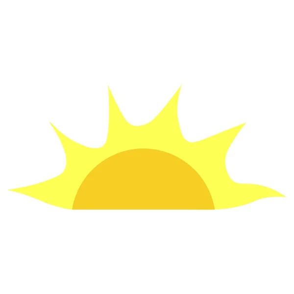Beyaz Arka Planda Güneş Batarken Yarı Güneş Yarım Sarı Güneşli — Stok Vektör